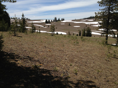 snow fields, approaching Crater Lake