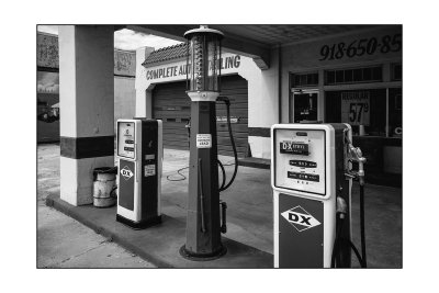 Vintage Gas Station - Black and White