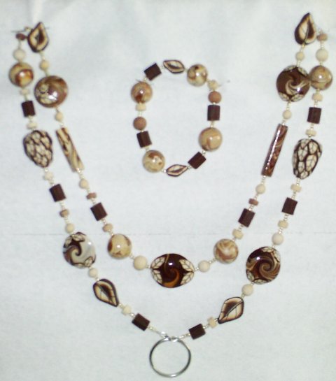 Brown Faux Lampwork Lanyard