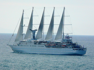 WIND SURF (1989) leaving Civitavecchia, Italy