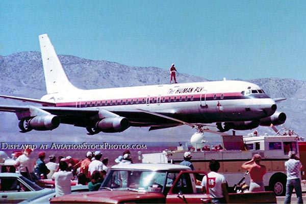 1976 - Rick Rojatt and The Human Fly act on top of American Jet Industries ex-JAL DC-8
