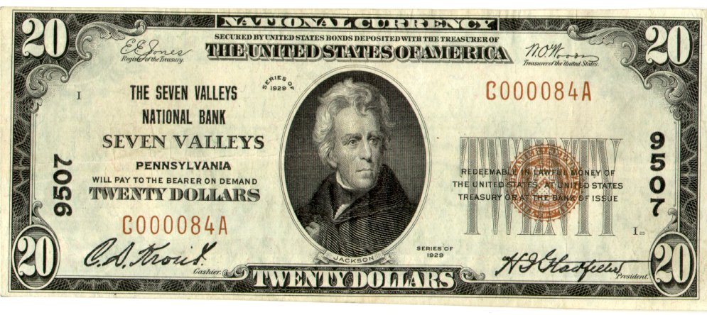 Seven Valleys, PA National Banknote