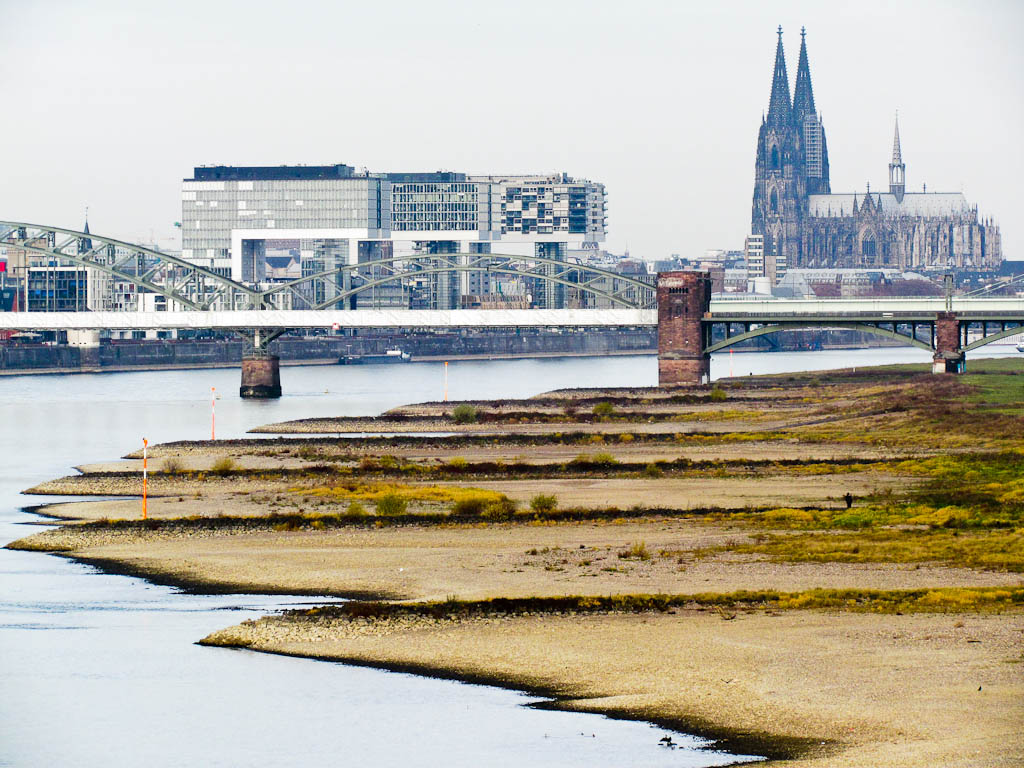 River Rhine Low Level in Cologne