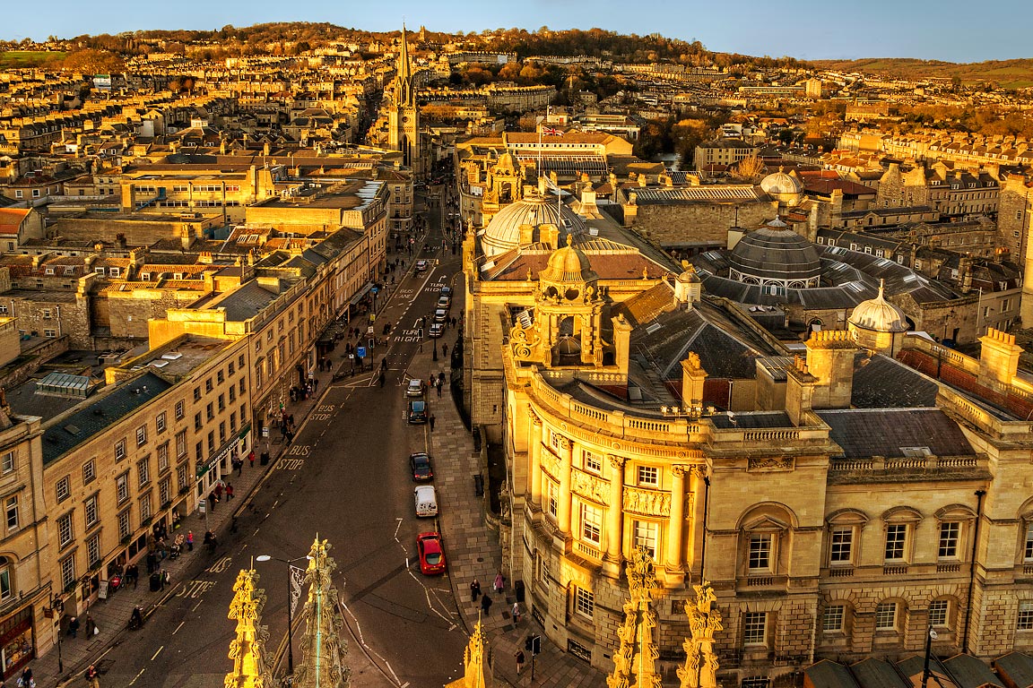 Looking north across Bath, Somerset.