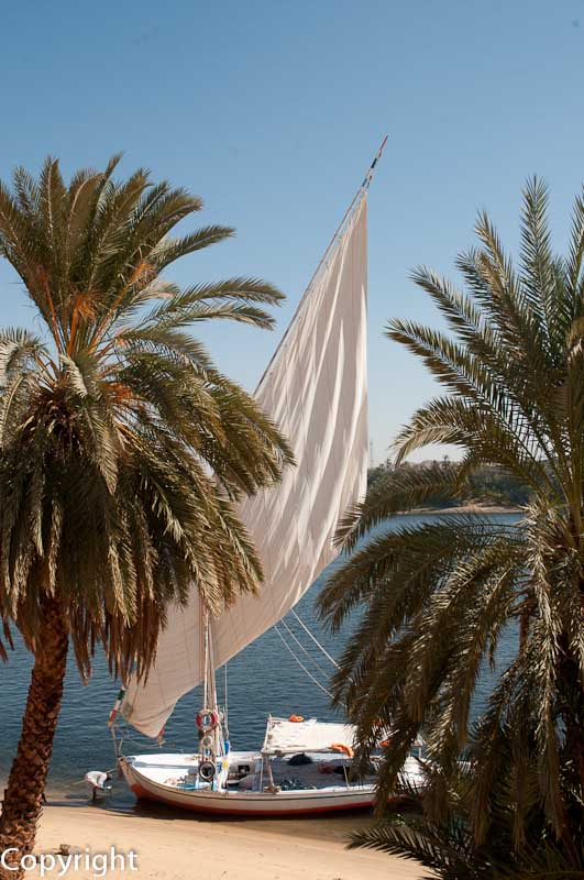 Felucca moored on the bank of the Nile