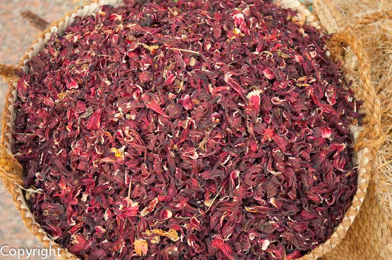 Dried hibiscus leaf, used to brew the karkaday infusion