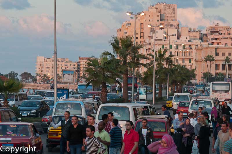 The Corniche at dusk, Alexandria