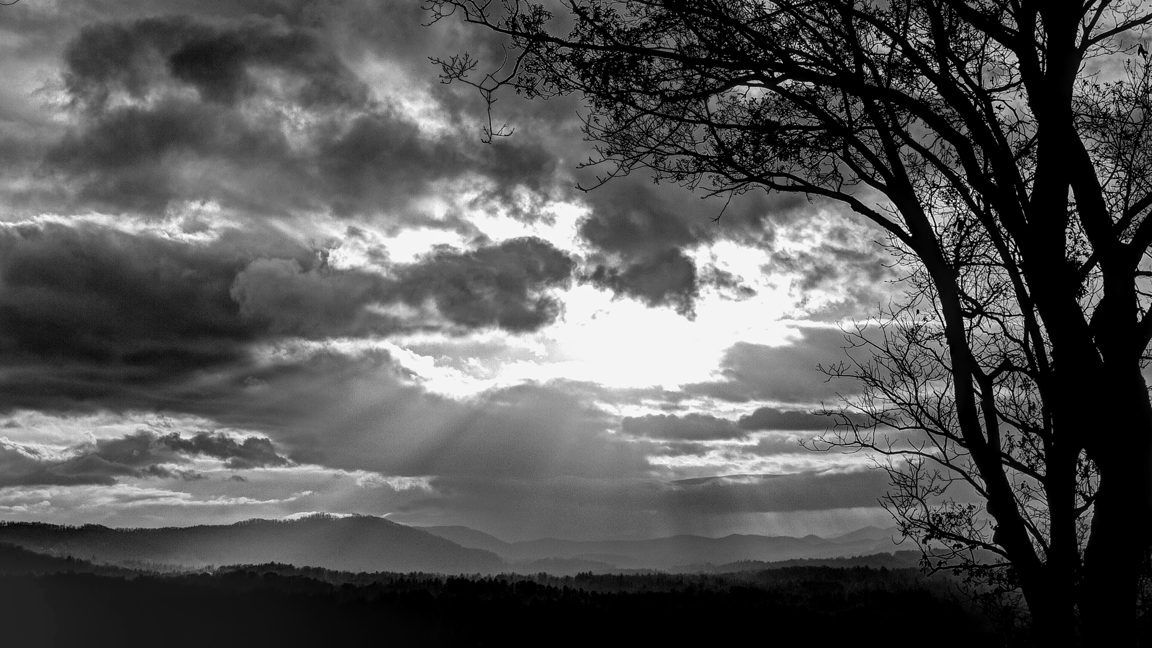 WESTERN NORTH CAROLINA SUNSET  -  B&W HIGH DYNAMIC RANGE IMAGE
