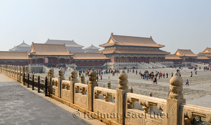 Back side of the Gate of Supreme harmony and the Outer court in the Forbidden City Beijing China