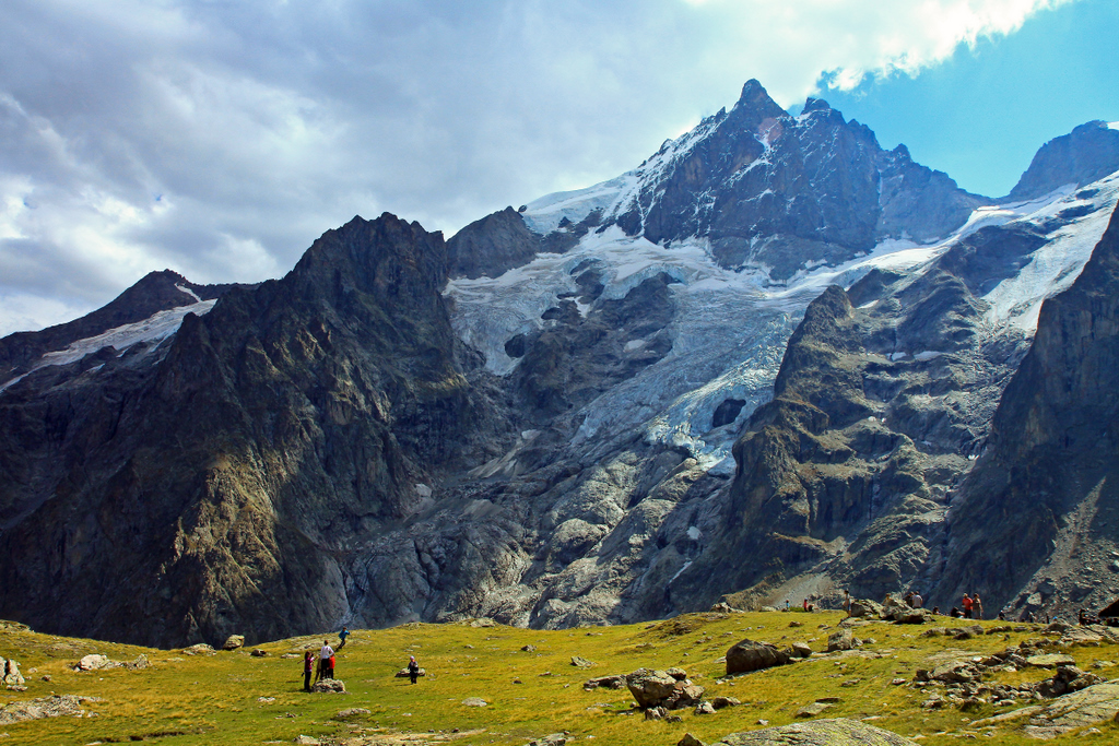 at the foot of the glacier