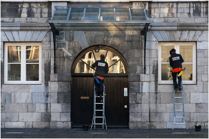 cleaning windows...