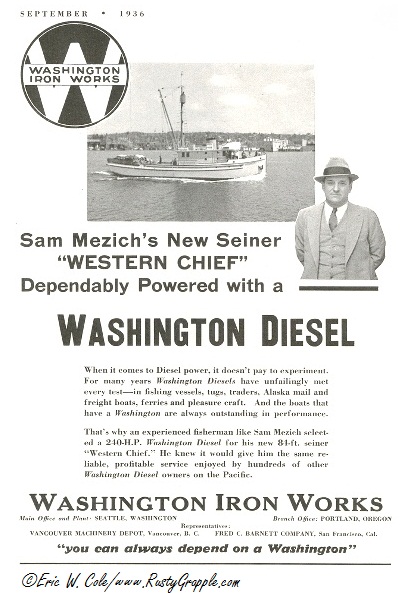 1936 Washington Diesel Engines Ad
