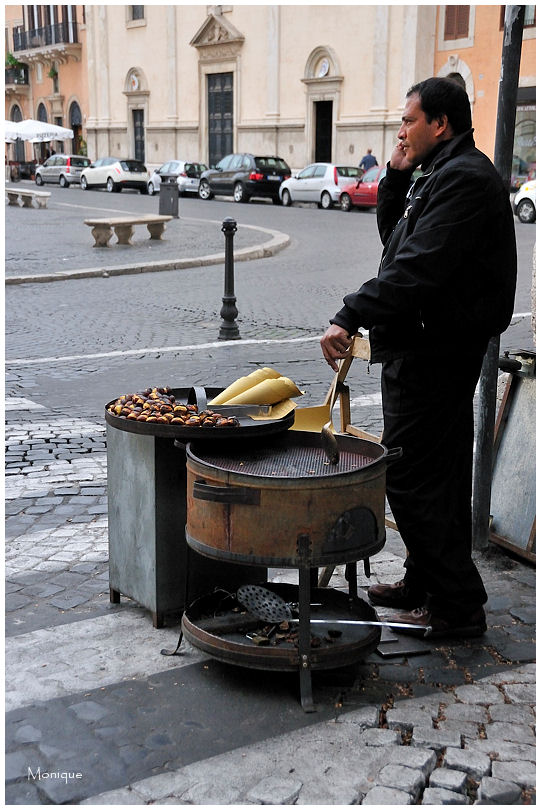 Piazza Navona vendeur de marrons