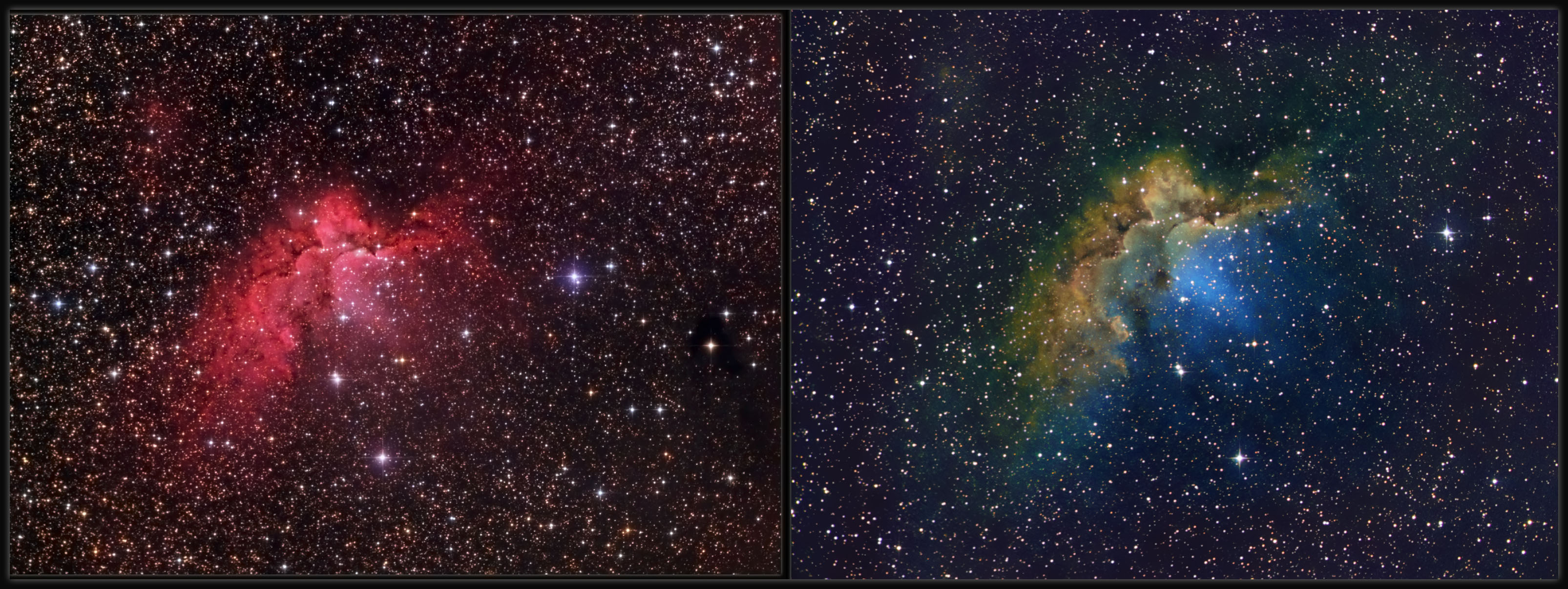 Wizard nebula - side by side