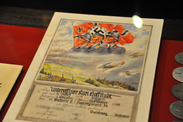 Certificate of Unteroffizier Karl Hoffstadt, Duisburg 1938