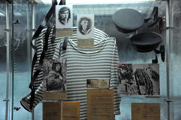 Striped shirts and caps of the Soviet Navy