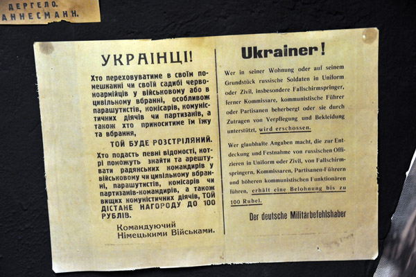 Ukainians - Whoever houses or assists Russian soldiers, especially paratroopers, communist leaders or partisans, will be shot
