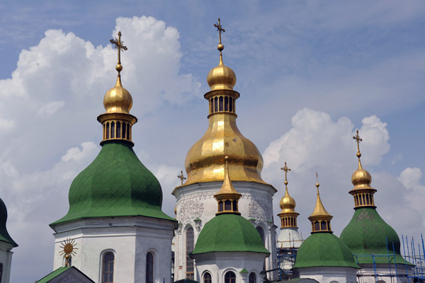 Golden tipped towers of St. Sophia's Cathedral, Kyiv