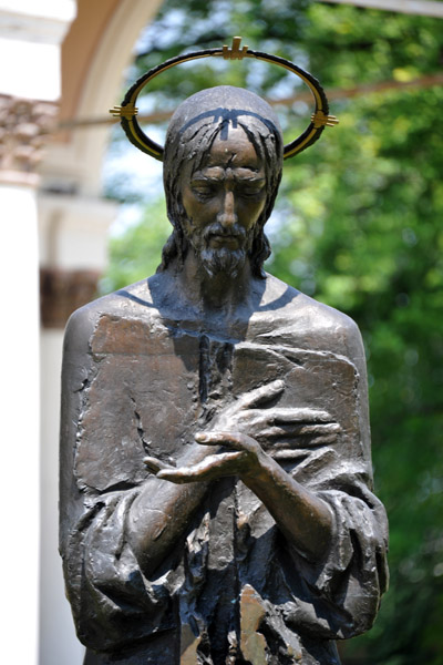 Modern bronze image of Christ, Saint Michaels Monastery