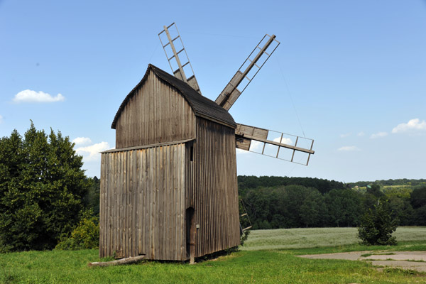This old wooden windmill at the museum entrance is one of over 300 buildings preserved here 