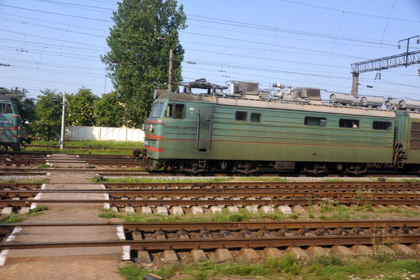 Local train in the rail yard of Zdolbuniv, Rivne Oblast, Ukraine