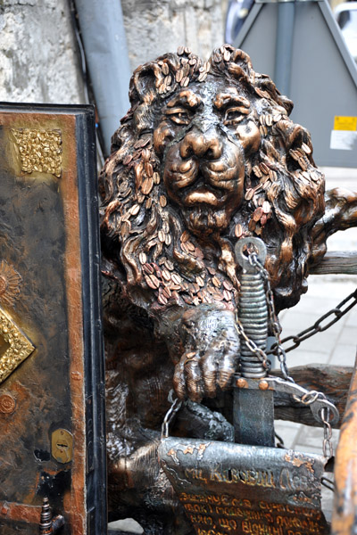 Lion in front of a bar in Lviv