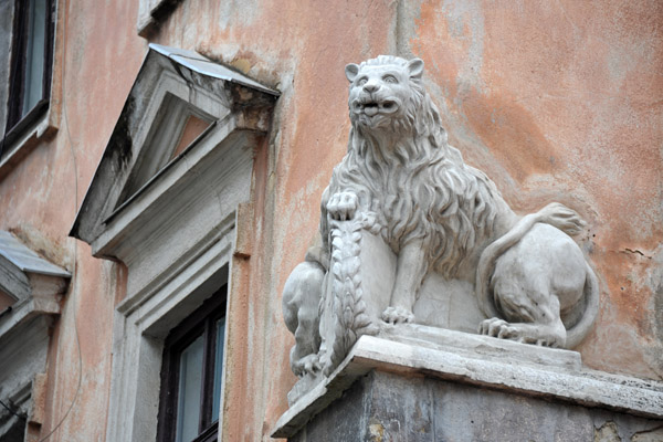 Lion on a corner in the old town, Lviv