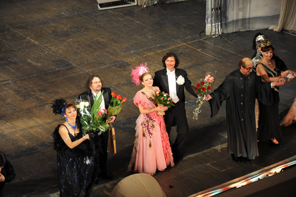 Flowers for the performers at the Lviv Opera House