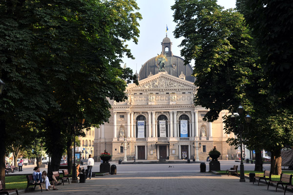 Parkland in front of the Lviv National Academic Opera and Ballet Theatre