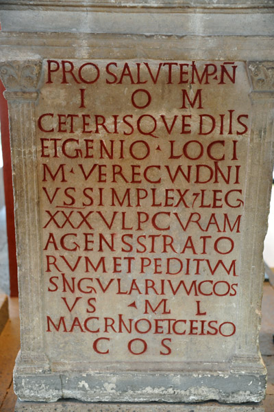 Votive inscription for the Emperor and Jupiter, and the rest of the gods, 164 AD