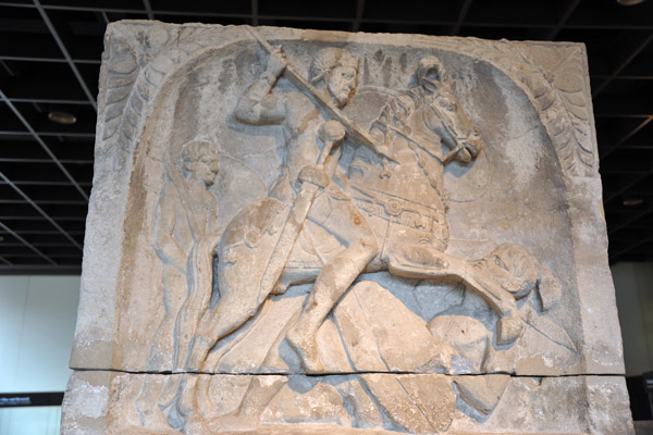 Flavius Bassus depicted as a galloping horseman