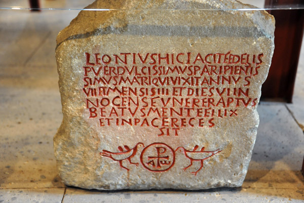 Grave stone for the 7 year old Christian boy Leontius, 5-6th C . AD