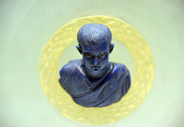 Bust of Prince Constantius II in blue glass