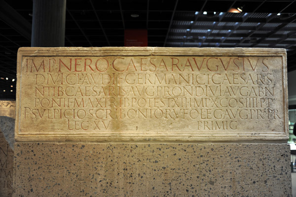 Building inscription erected under Emperor Nero, 67 AD