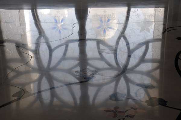 Reflection in the polished marble floor, Sheikh Zayed Mosque