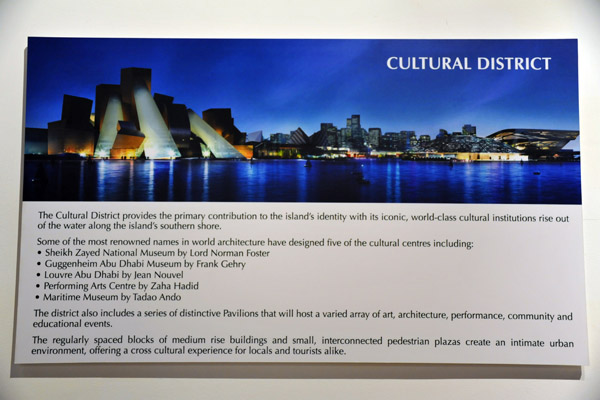 Saadiyat Island is a major touristic development for Abu Dhabi promoting itself as a cultural destination