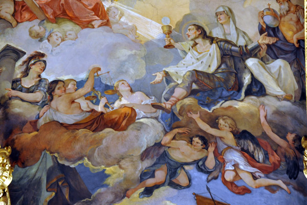 Central portion of Natoire's ceiling - The Death and Glory of St. Louis
