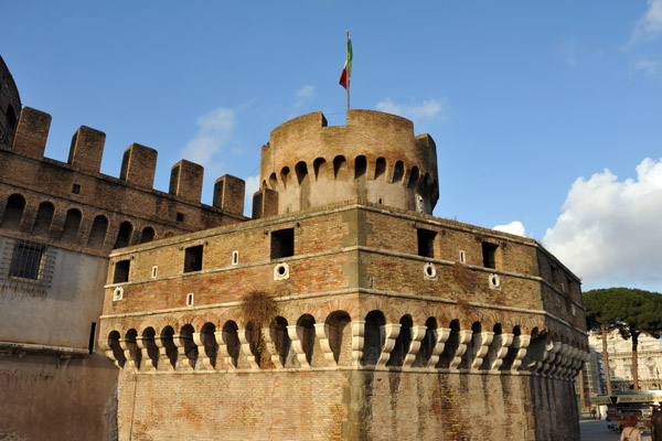 Fortifications of Castel Sant'Angelo were expanded by the popes starting in the 14th C.