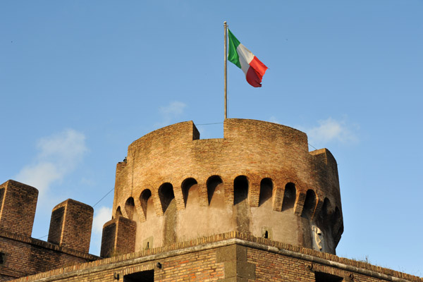 Italian flag flying from a lower tower, Castel Sant'Angelo