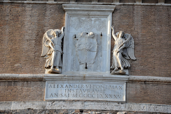 Inscription on Castel Sant'Angelo dated 1495 by Pope Alexander VI - coat of arms is gone