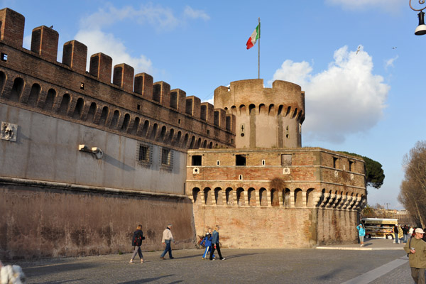 The wall and bastion of Castel Sant'Angelo facing the River Tiber