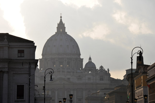 The dome of St. Peter's Basilica (the Vatican) from Ponte Sant'Angelo