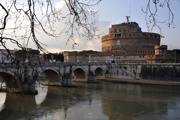 Ponte Sant'Angelo across the Tiber with Castel Sant'Angelo