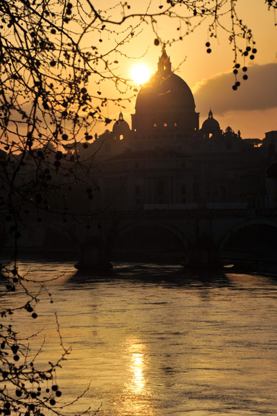 Sunset - St. Peters and the Tiber with branches