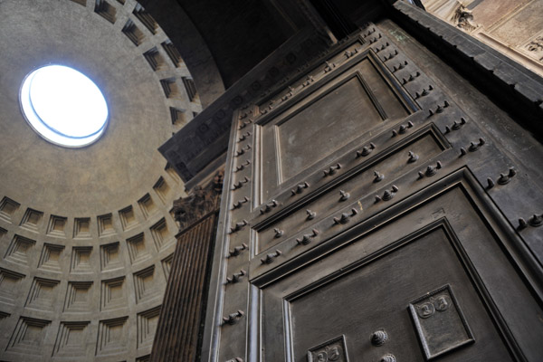 Original ancient Roman bronze door and dome