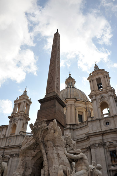 The Obelisk of Domitian is the centerpiece of the Fountain of the Four Rivers