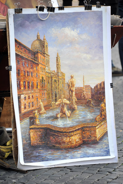 Painting of Piazza Navona and the Moor Fountain