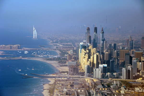 Dubai Marina with the Burj al Arab in the distance