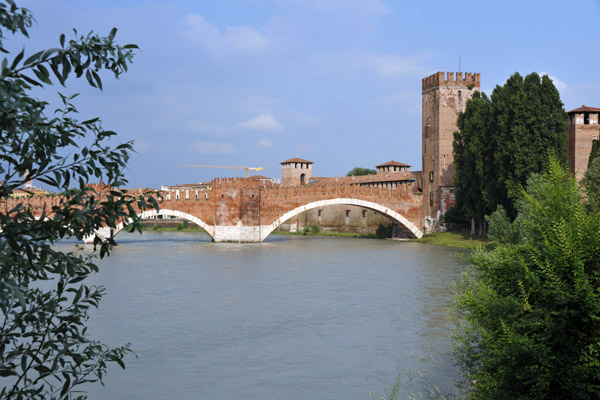 Ponte Scaligero from the right bank upriver from Castelvecchio