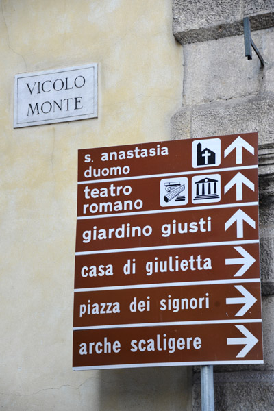 Signs for Verona's points of interest